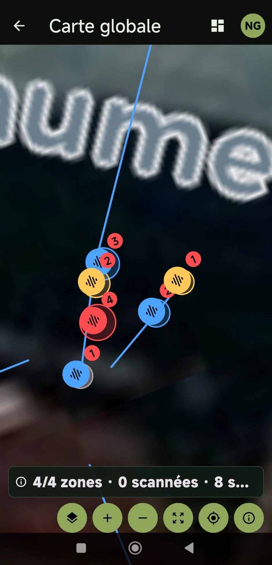Carte globale avec cibles audio