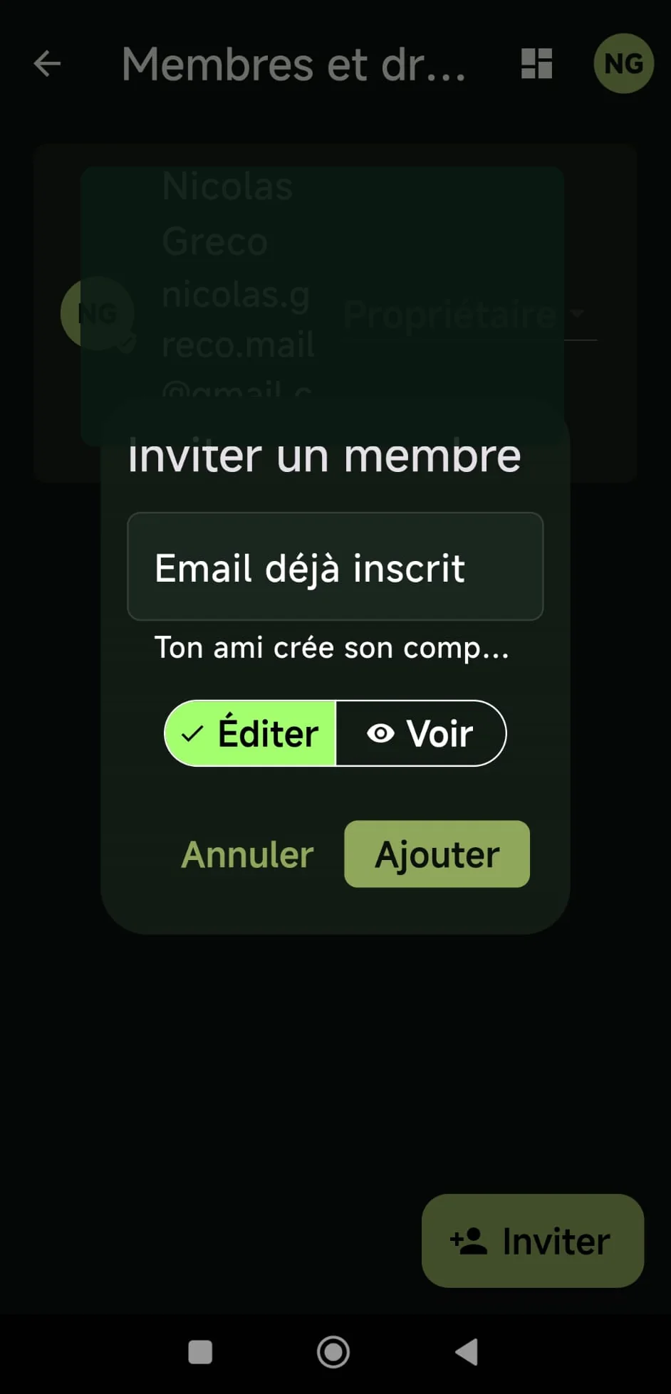 Invitation membre TerraTrace